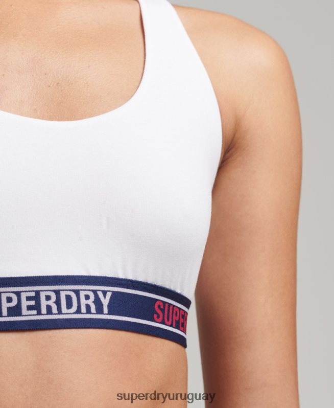 uy Superdry mujer top corto de algodón orgánico con varios logos blanco DT2N8Z6546 ropa