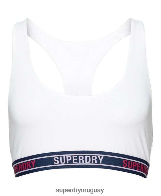 uy Superdry mujer top corto de algodón orgánico con varios logos blanco DT2N8Z6546 ropa