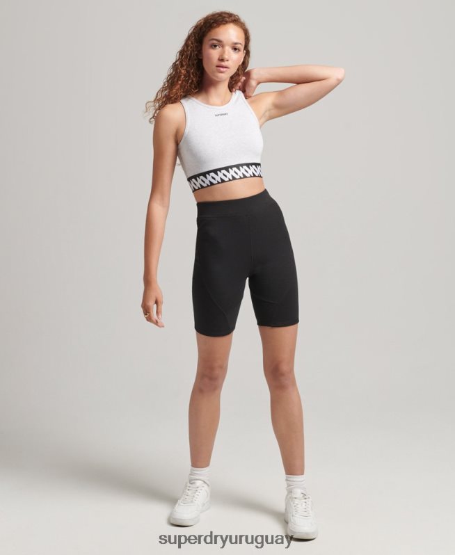uy Superdry mujer top tipo brasier elástico con logo gráfico gris DT2N8Z6533 ropa
