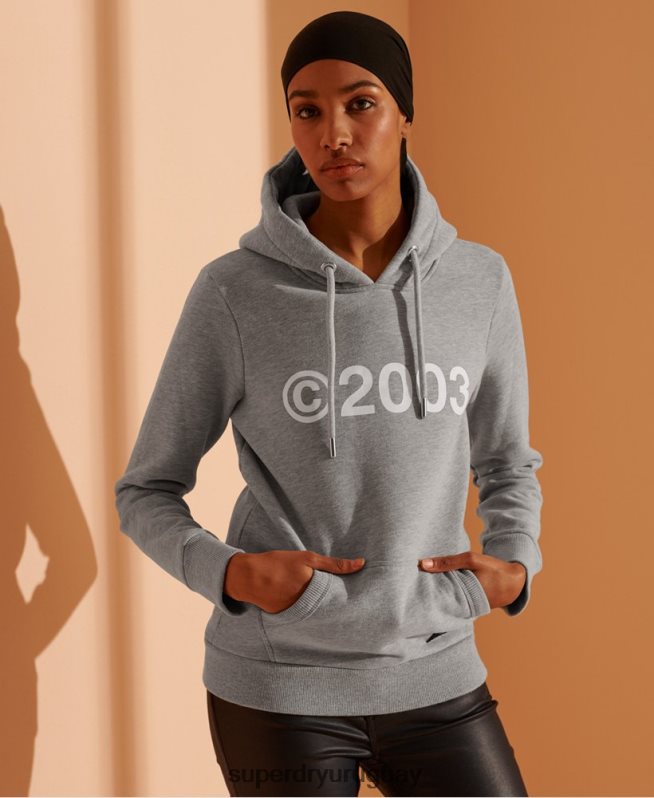 uy Superdry mujer 2003 sudadera con capucha gris DT2N8Z3475 ropa