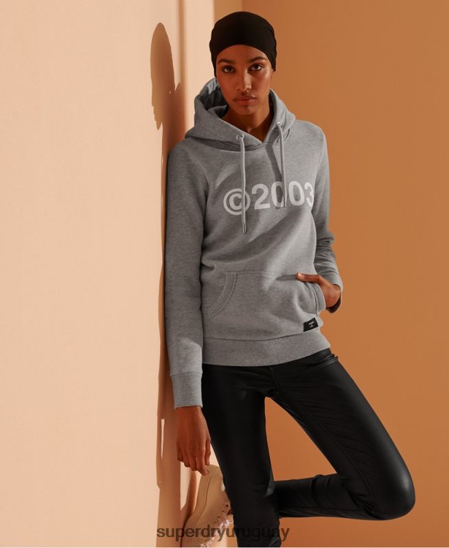 uy Superdry mujer 2003 sudadera con capucha gris DT2N8Z3475 ropa