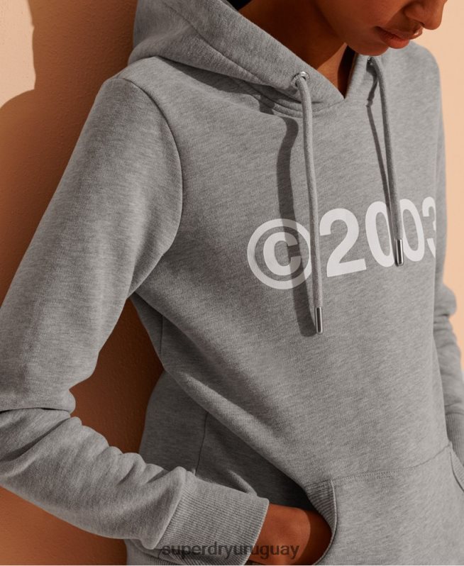 uy Superdry mujer 2003 sudadera con capucha gris DT2N8Z3475 ropa