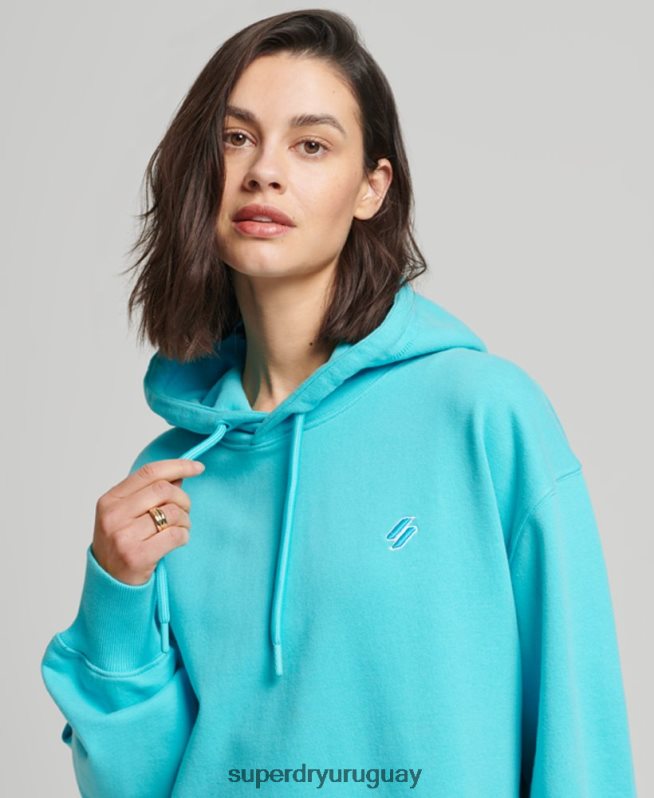 uy Superdry mujer código esencial sudadera con capucha extragrande turquesa DT2N8Z5796 ropa