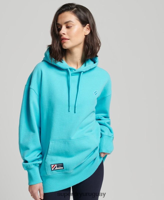 uy Superdry mujer código esencial sudadera con capucha extragrande turquesa DT2N8Z5796 ropa
