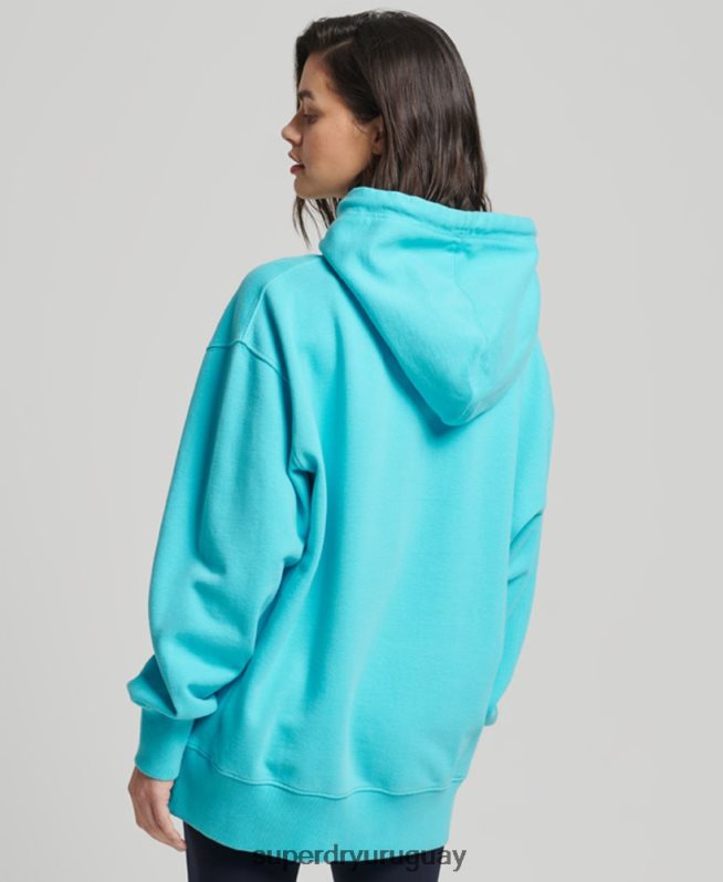 uy Superdry mujer código esencial sudadera con capucha extragrande turquesa DT2N8Z5796 ropa