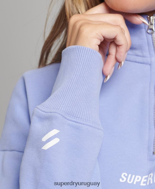 uy Superdry mujer camiseta core sport con media cremallera púrpura DT2N8Z6111 ropa