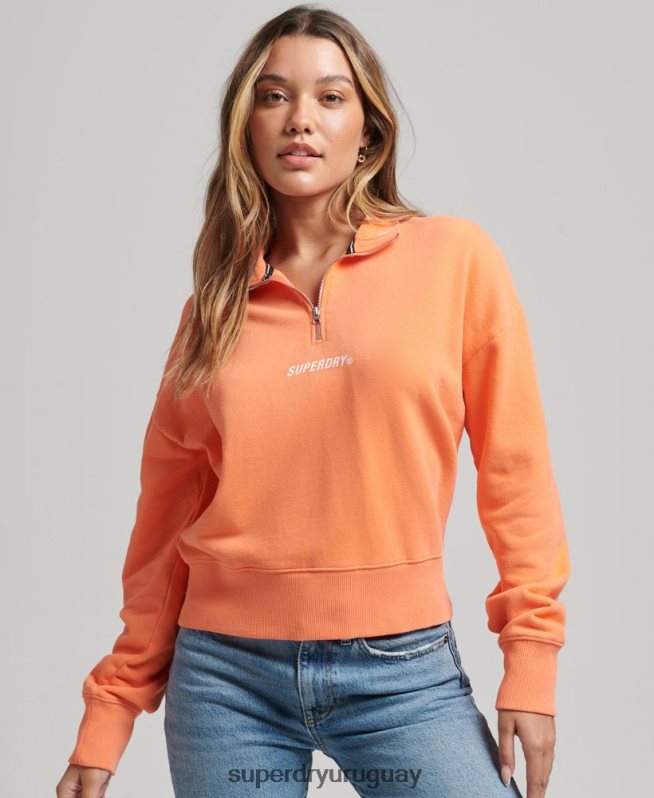 uy Superdry mujer camiseta core sport con media cremallera rosa DT2N8Z6101 ropa