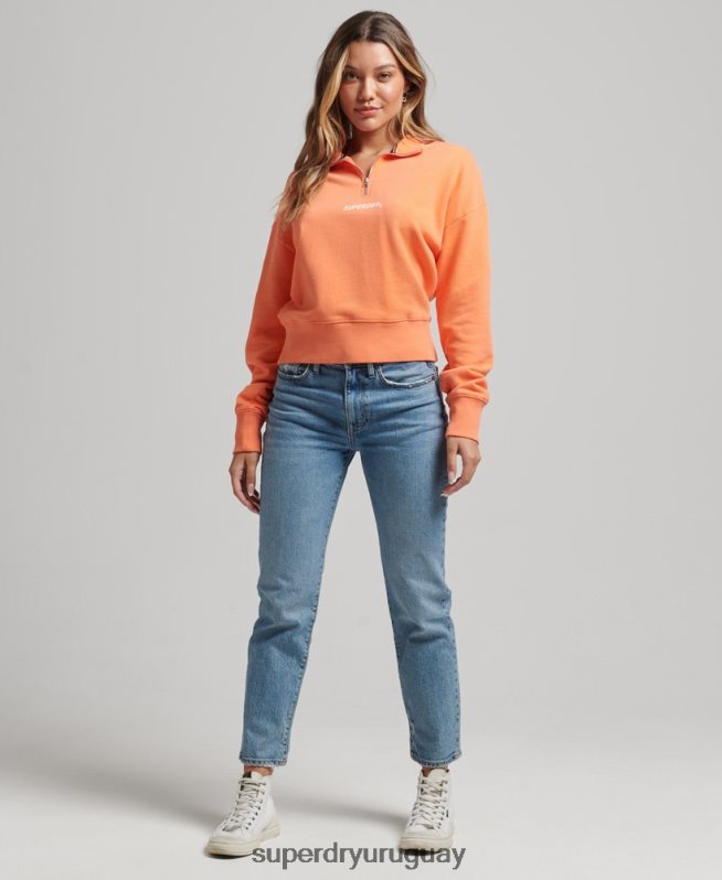 uy Superdry mujer camiseta core sport con media cremallera rosa DT2N8Z6101 ropa