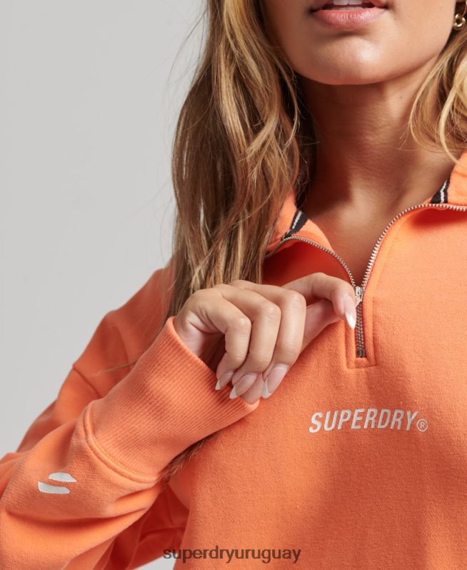 uy Superdry mujer camiseta core sport con media cremallera rosa DT2N8Z6101 ropa