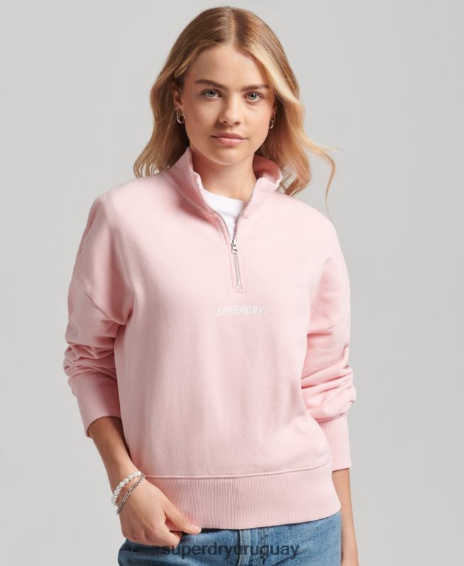 uy Superdry mujer camiseta core sport con media cremallera rosa DT2N8Z6132 ropa