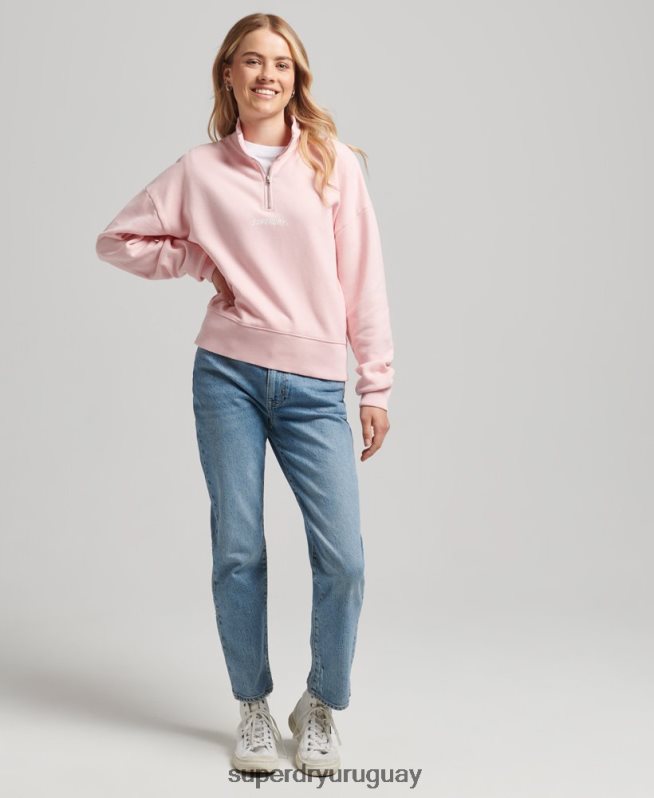 uy Superdry mujer camiseta core sport con media cremallera rosa DT2N8Z6132 ropa