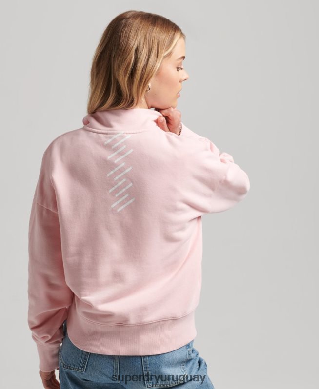 uy Superdry mujer camiseta core sport con media cremallera rosa DT2N8Z6132 ropa