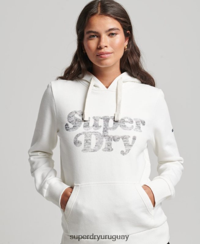 uy Superdry mujer cooper sudadera con capucha clásica crema DT2N8Z3414 ropa