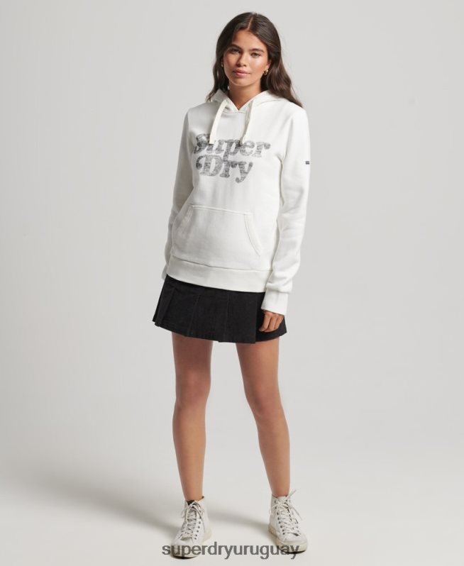 uy Superdry mujer cooper sudadera con capucha clásica crema DT2N8Z3414 ropa
