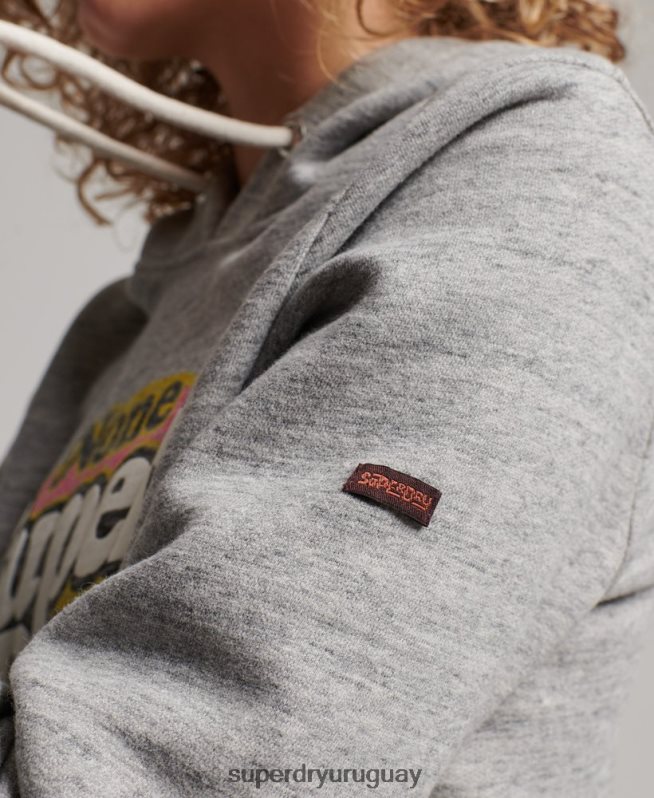 uy Superdry mujer cooper sudadera con capucha clásica gris DT2N8Z2224 ropa