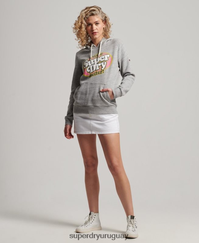 uy Superdry mujer cooper sudadera con capucha clásica gris DT2N8Z2224 ropa