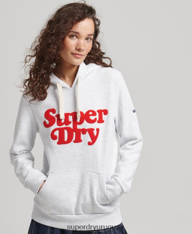 uy Superdry mujer cooper sudadera con capucha clásica gris claro DT2N8Z5765 ropa