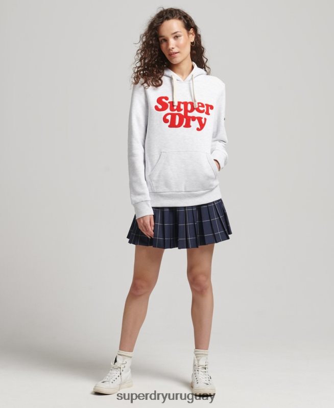 uy Superdry mujer cooper sudadera con capucha clásica gris claro DT2N8Z5765 ropa