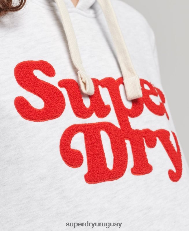 uy Superdry mujer cooper sudadera con capucha clásica gris claro DT2N8Z5765 ropa