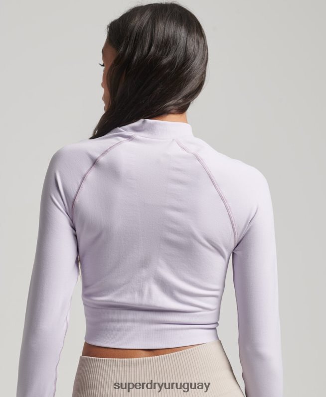 uy Superdry mujer cremallera sin costuras a través de la parte superior de la capa intermedia púrpura DT2N8Z4170 ropa