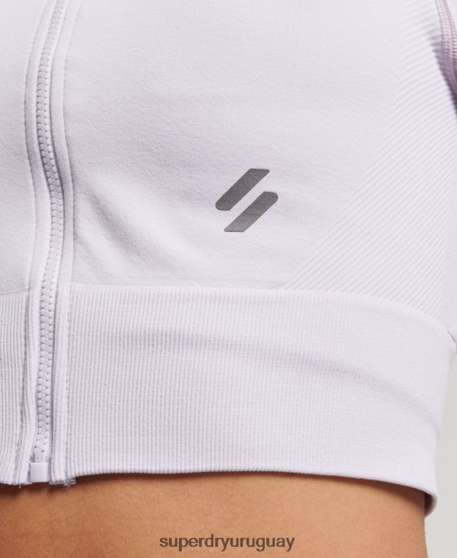 uy Superdry mujer cremallera sin costuras a través de la parte superior de la capa intermedia púrpura DT2N8Z4170 ropa