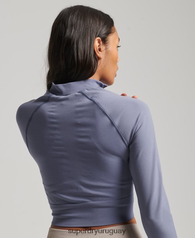 uy Superdry mujer cremallera sin costuras a través de la parte superior de la capa intermedia púrpura DT2N8Z4177 ropa