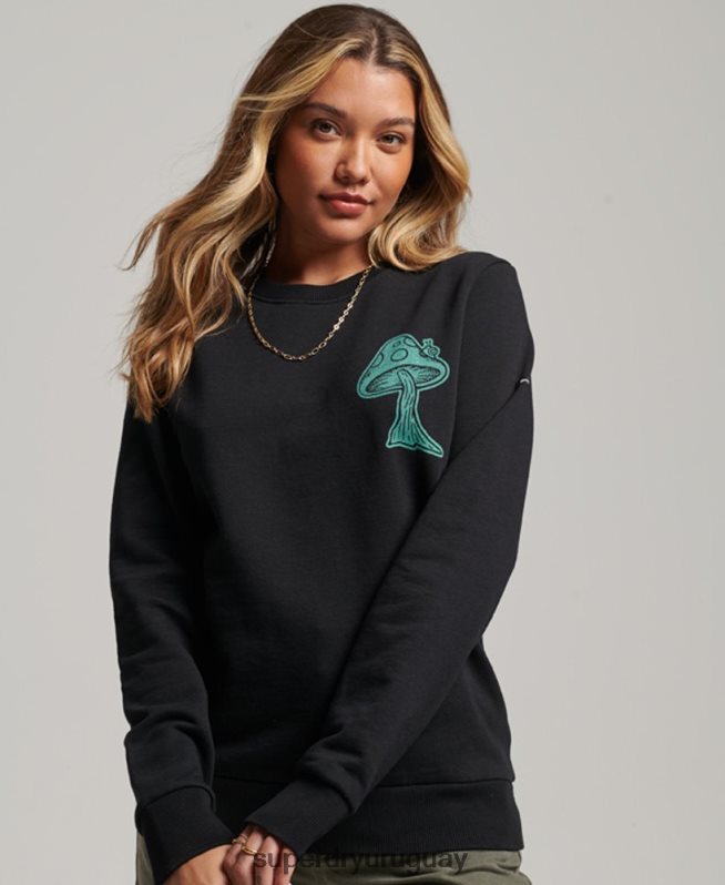 uy Superdry mujer en el bosque sudadera gráfica gris oscuro DT2N8Z3431 ropa