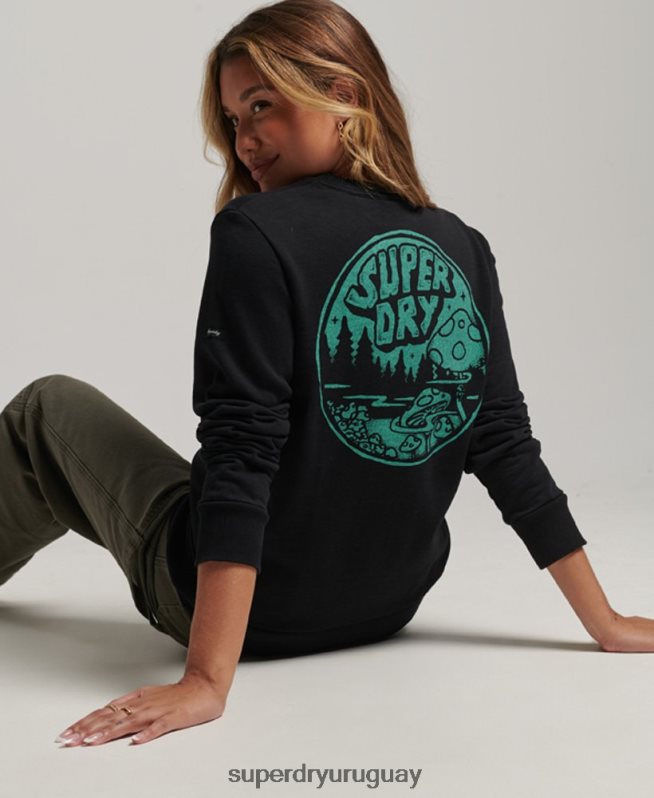 uy Superdry mujer en el bosque sudadera gráfica gris oscuro DT2N8Z3431 ropa