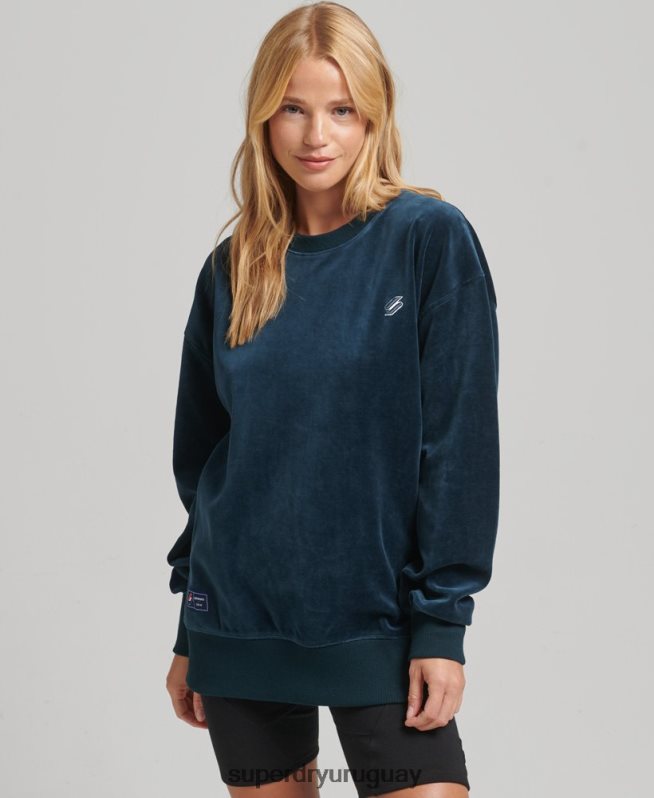uy Superdry mujer equipo extragrande de terciopelo con logotipo de code s azul oscuro DT2N8Z5925 ropa
