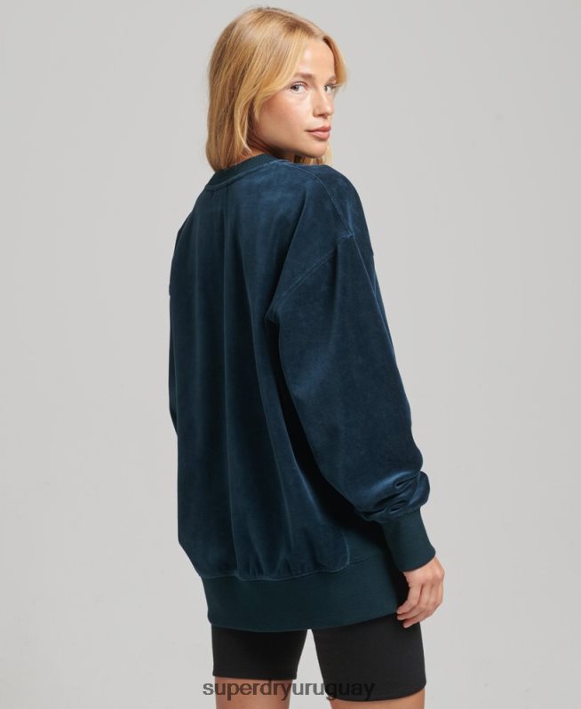 uy Superdry mujer equipo extragrande de terciopelo con logotipo de code s azul oscuro DT2N8Z5925 ropa