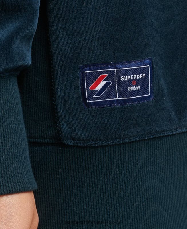 uy Superdry mujer equipo extragrande de terciopelo con logotipo de code s azul oscuro DT2N8Z5925 ropa