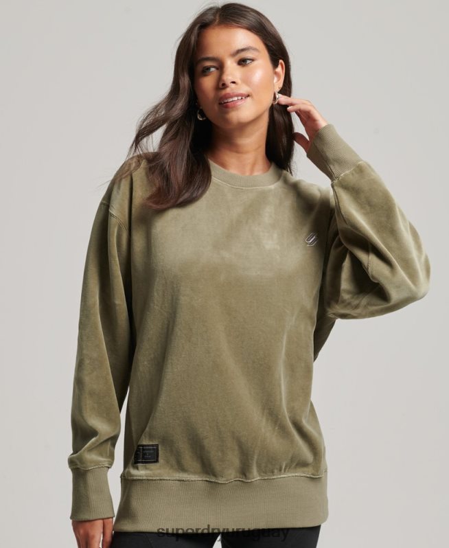 uy Superdry mujer equipo extragrande de terciopelo con logotipo de code s caqui DT2N8Z6013 ropa