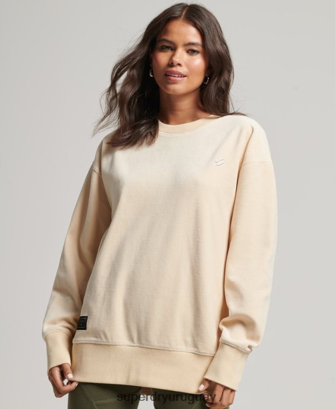 uy Superdry mujer equipo extragrande de terciopelo con logotipo de code s crema DT2N8Z5805 ropa
