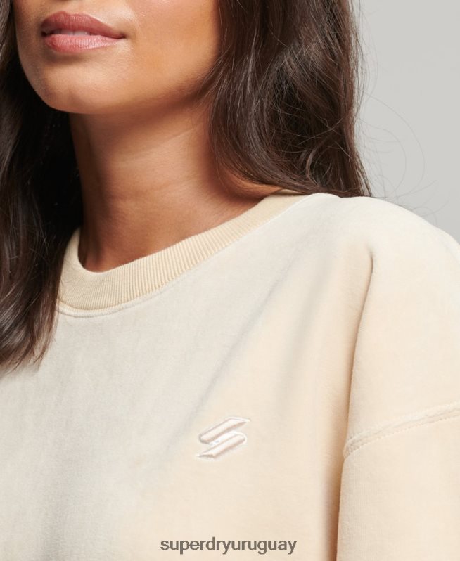 uy Superdry mujer equipo extragrande de terciopelo con logotipo de code s crema DT2N8Z5805 ropa