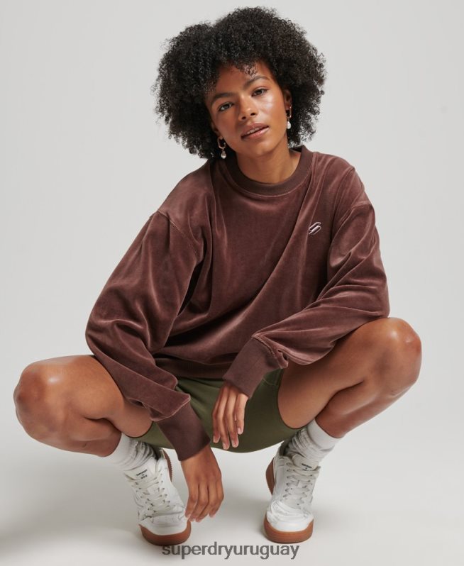 uy Superdry mujer equipo extragrande de terciopelo con logotipo de code s marrón DT2N8Z5856 ropa