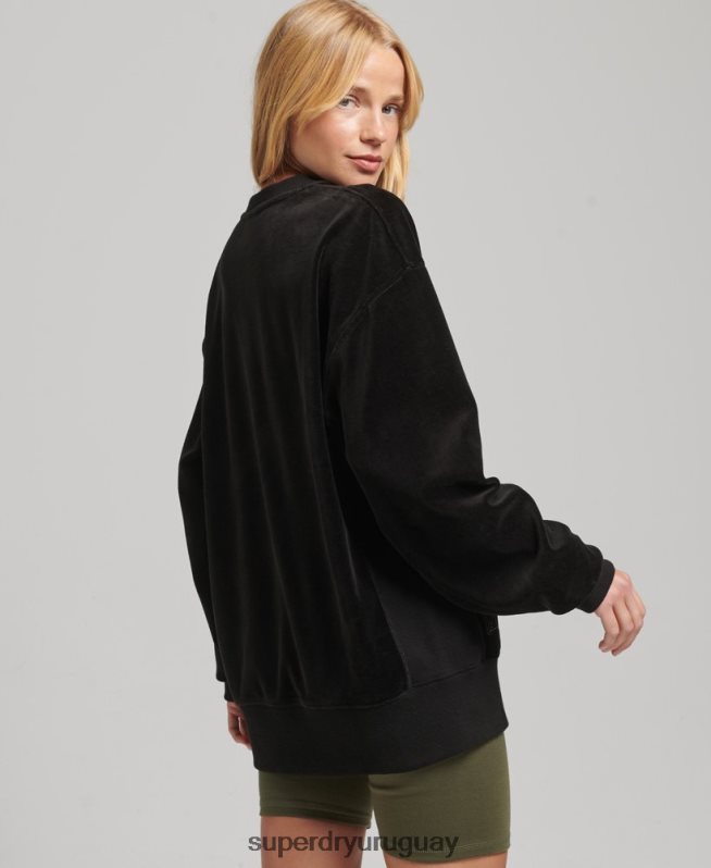 uy Superdry mujer equipo extragrande de terciopelo con logotipo de code s negro DT2N8Z6090 ropa