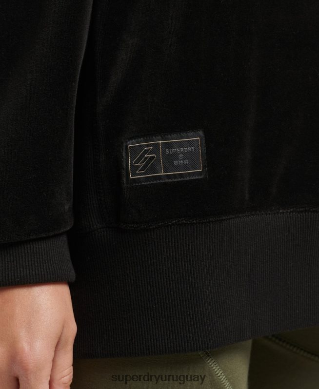 uy Superdry mujer equipo extragrande de terciopelo con logotipo de code s negro DT2N8Z6090 ropa