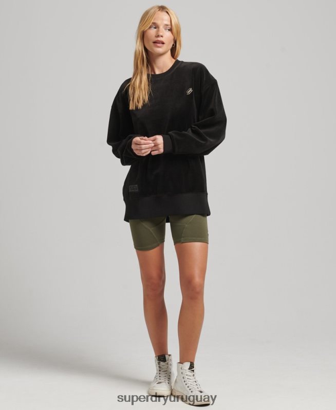 uy Superdry mujer equipo extragrande de terciopelo con logotipo de code s negro DT2N8Z6090 ropa