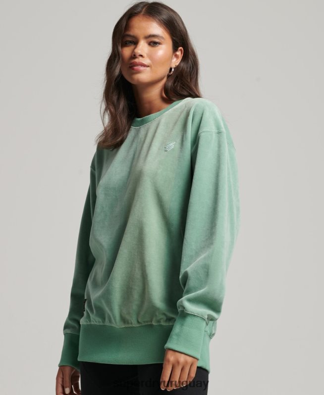uy Superdry mujer equipo extragrande de terciopelo con logotipo de code s verde DT2N8Z5776 ropa