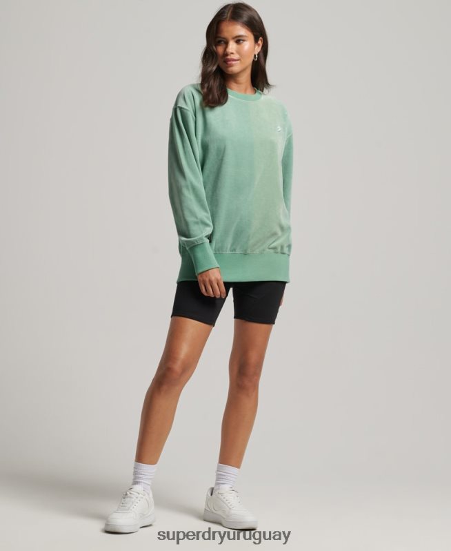 uy Superdry mujer equipo extragrande de terciopelo con logotipo de code s verde DT2N8Z5776 ropa