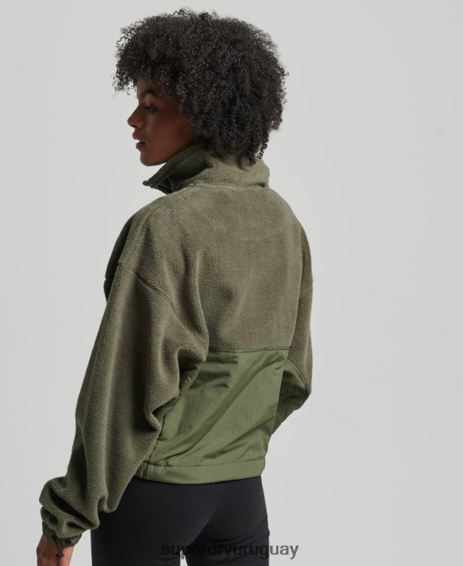 uy Superdry mujer forro polar híbrido tecnológico caqui DT2N8Z5817 ropa