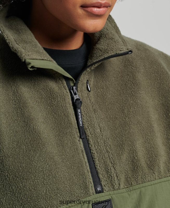 uy Superdry mujer forro polar híbrido tecnológico caqui DT2N8Z5817 ropa