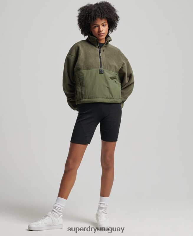 uy Superdry mujer forro polar híbrido tecnológico caqui DT2N8Z5817 ropa