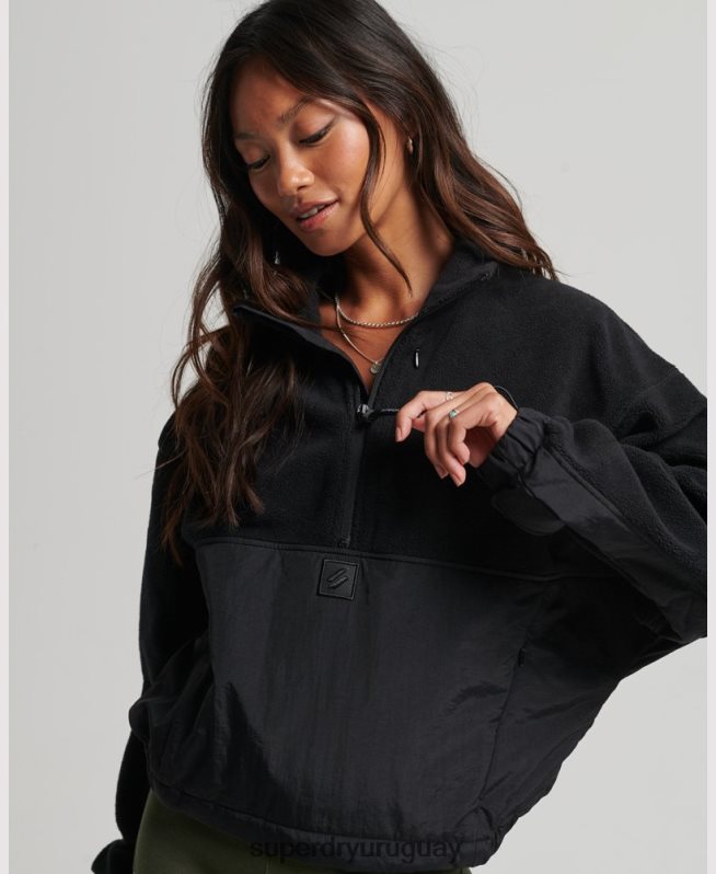 uy Superdry mujer forro polar híbrido tecnológico negro DT2N8Z5756 ropa