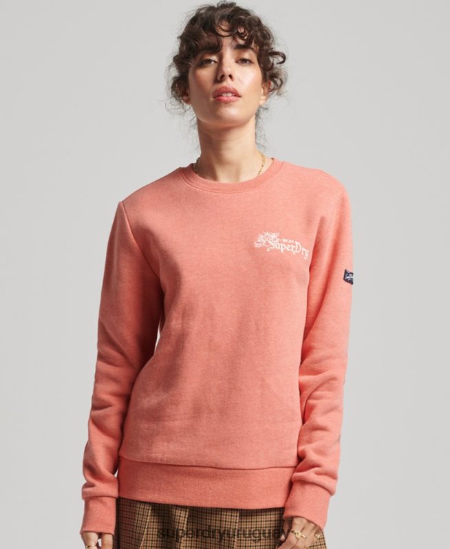 uy Superdry mujer orgullo en la sudadera de la tripulación artesanal coral DT2N8Z3485 ropa