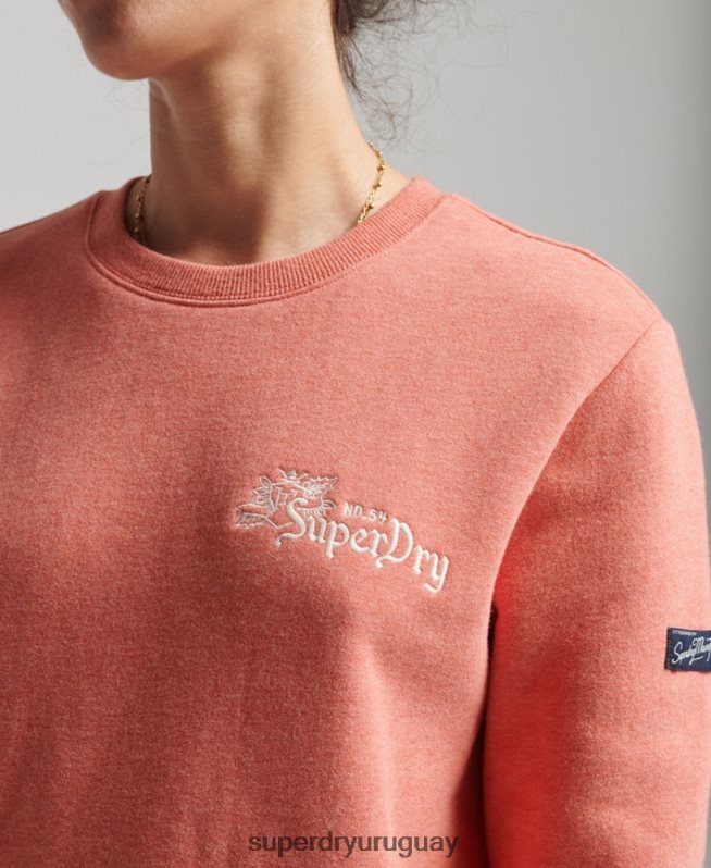 uy Superdry mujer orgullo en la sudadera de la tripulación artesanal coral DT2N8Z3485 ropa