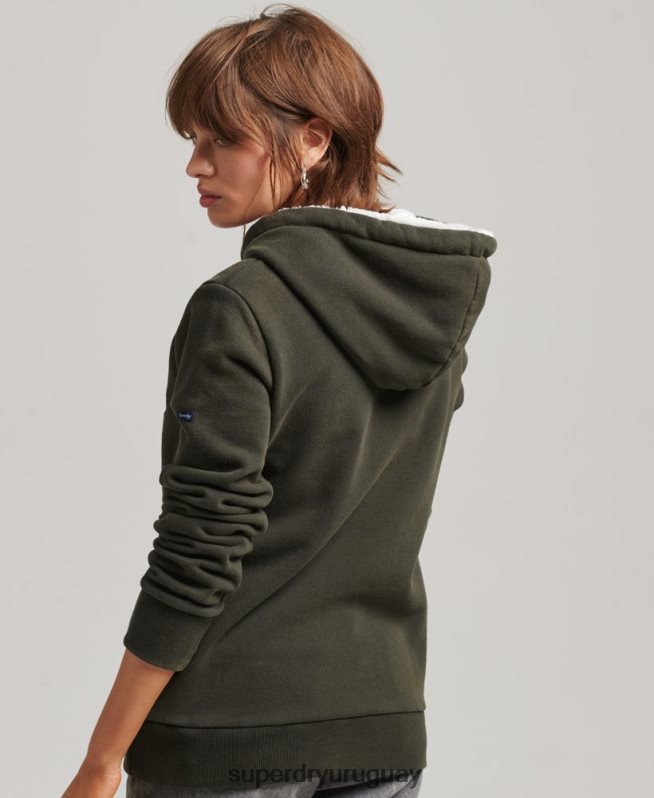 uy Superdry mujer orgullo y artesanía sudadera con capucha gris oscuro DT2N8Z5816 ropa