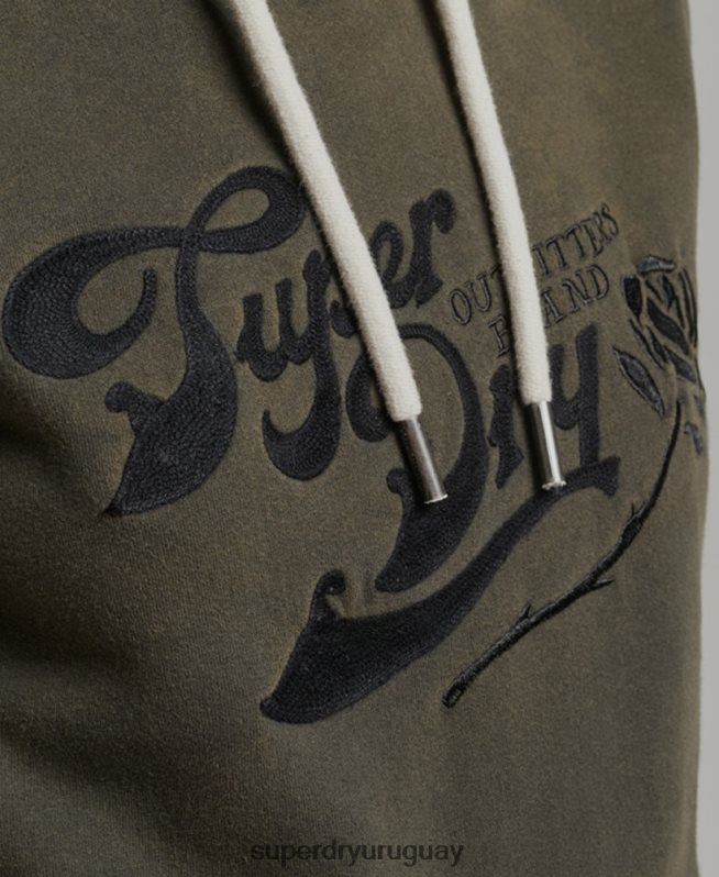 uy Superdry mujer orgullo y artesanía sudadera con capucha gris oscuro DT2N8Z5816 ropa