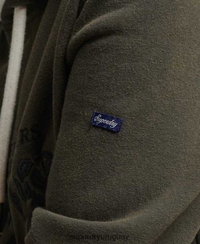 uy Superdry mujer orgullo y artesanía sudadera con capucha gris oscuro DT2N8Z5816 ropa