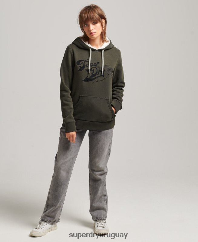 uy Superdry mujer orgullo y artesanía sudadera con capucha gris oscuro DT2N8Z5816 ropa